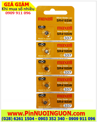 COMBO 01vỉ 5viên Pin đồng hồ 1.55v Silver Oxide Maxell SR416SW _Pin 337 (Xuất xứ NHẬT)
